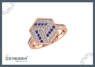 Hot Selling Diamond Gemstone Ring In 14K Rose Gold Sarafa Bazar India
