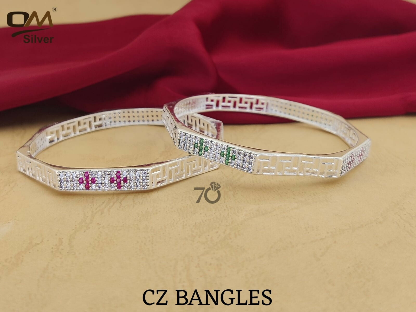 Silver CZ Bangles Sarafa Bazar India