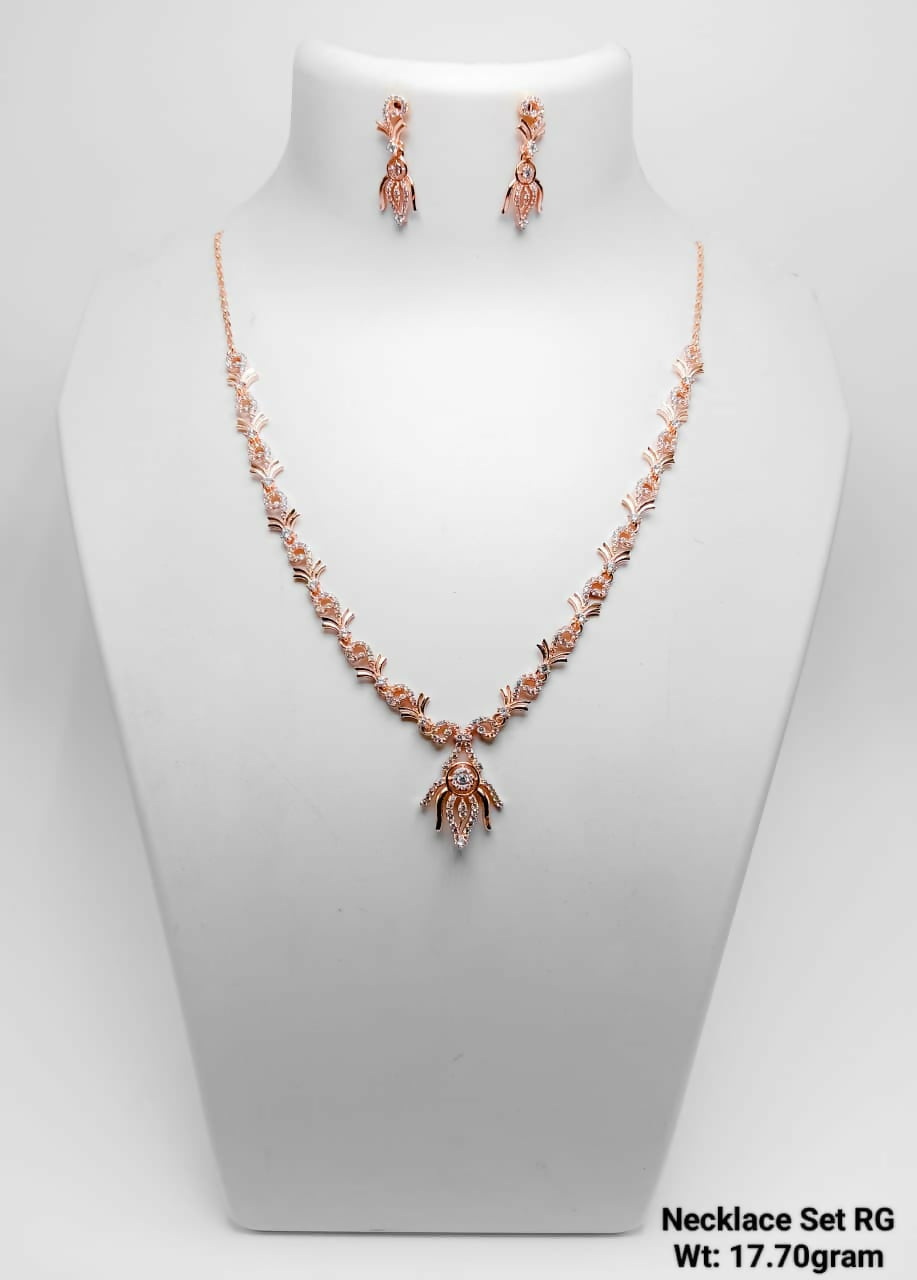 925 Silver Gold Plated Necklace Set Sarafa Bazar India