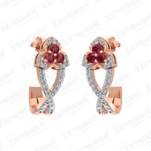 Brilliant 14K Rose Gold Diamond Floral Bali For Her Sarafa Bazar India