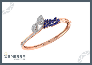 Luxurious 14K Gold Diamond Bracelet With Blue Sapphire Stone Sarafa Bazar India