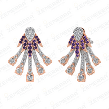Delicated 14K Gold Fan-Shaped Diamond Pendant Set Sarafa Bazar India