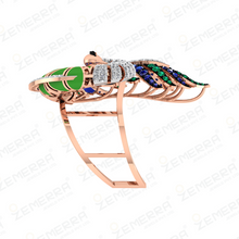 Elegant 14k Rose Gold Diamond Peacock Design Ring Sarafa Bazar India