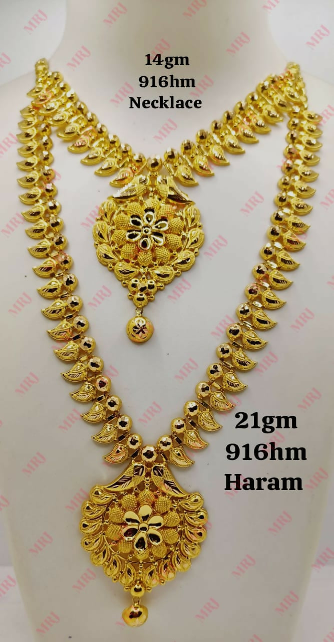 22kt Haaram and Necklace Combo Sets Sarafa Bazar India