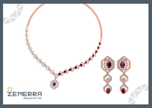 14K Gold Diamond Necklace With Red Stone Sarafa Bazar India