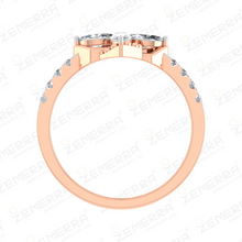 Flower Motif 14K Rose Gold Diamond Ring Premium Look Sarafa Bazar India