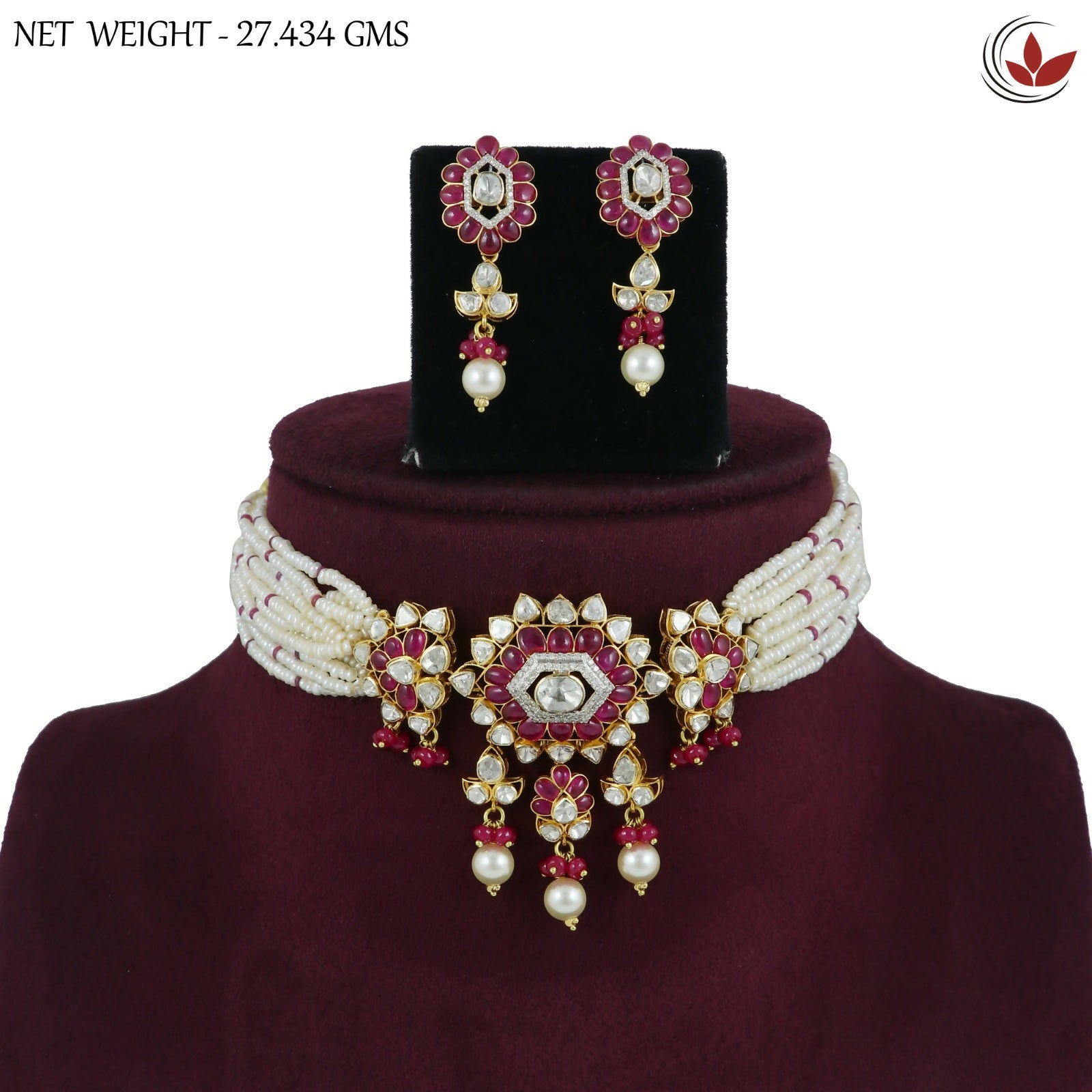 18kt Diamond Polki Chick Set Sarafa Bazar India