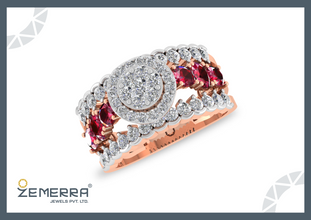 14K Rose Gold Diamond Halo Engagement Ring Sarafa Bazar India