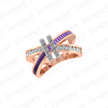 Classy 14K Rose Gold Diamond Cross Over Band Ring Sarafa Bazar India