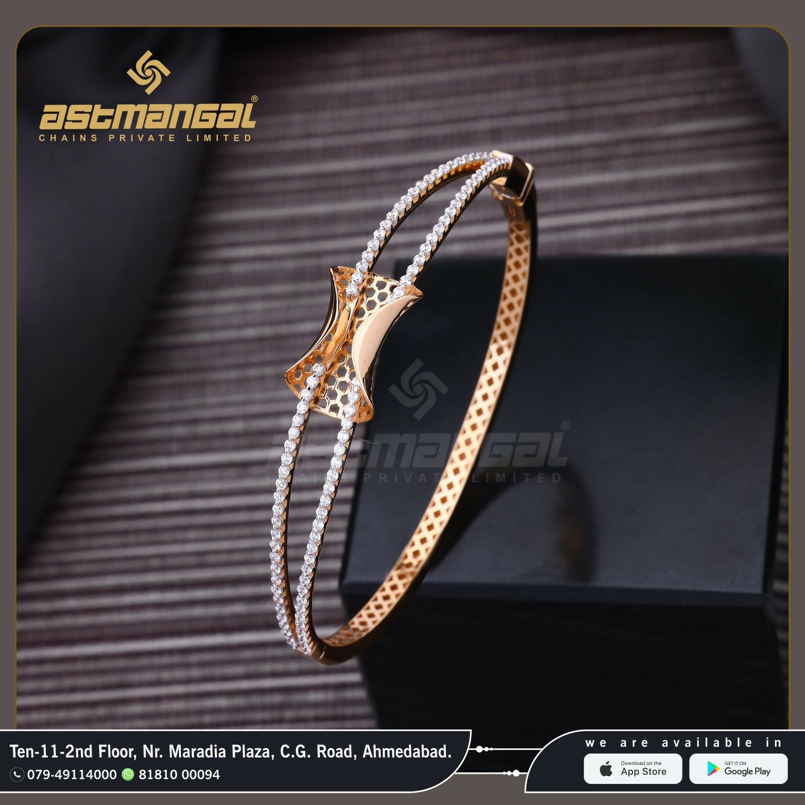 Rose Gold CZ Ladies Bracelet Sarafa Bazar India