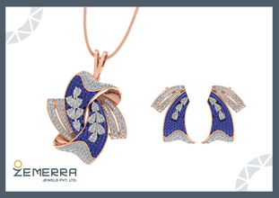 Best Choice 14K Gold Diamond Curved Swirl Pendant Set Sarafa Bazar India