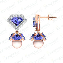 14K Gold Purple Stone Diamond Drop Earrings for Women Sarafa Bazar India