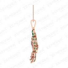 Elegant 14K Rose Gold Diamond Dual Colorstone Pendant set Sarafa Bazar India