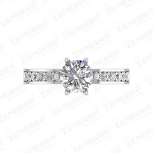 Round Cut Solitaire Hidden Halo Diamond Ring in 14K White Gold Sarafa Bazar India