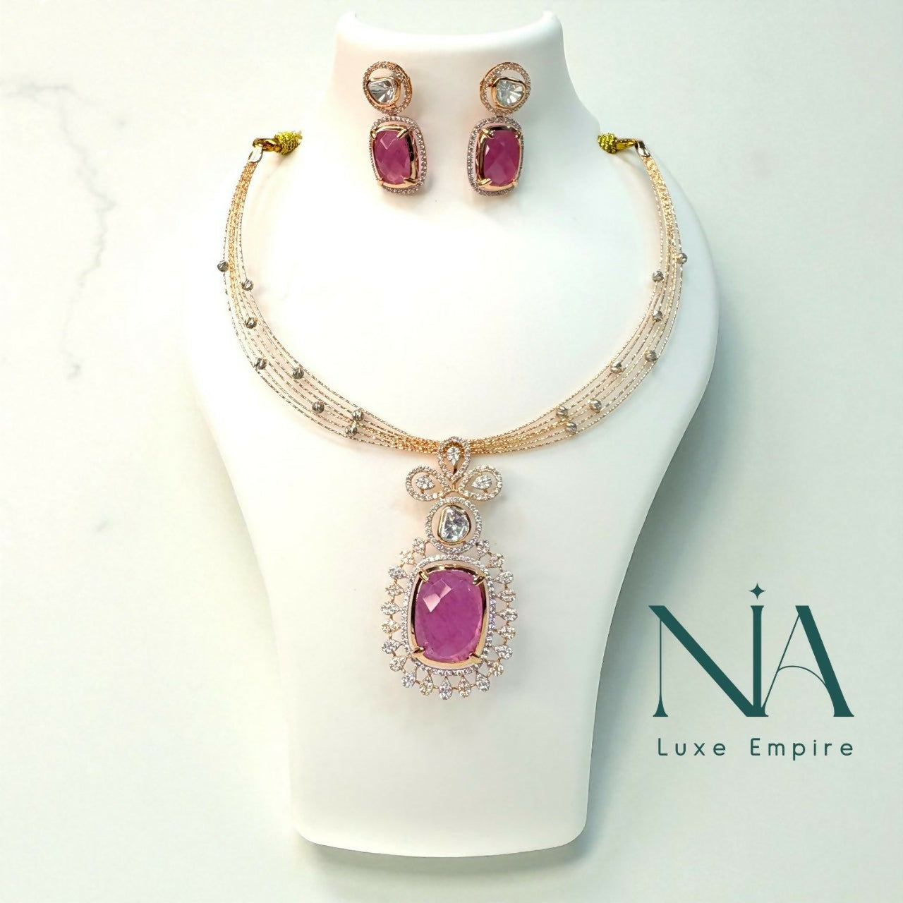 Rose Gold Necklace Sarafa Bazar India