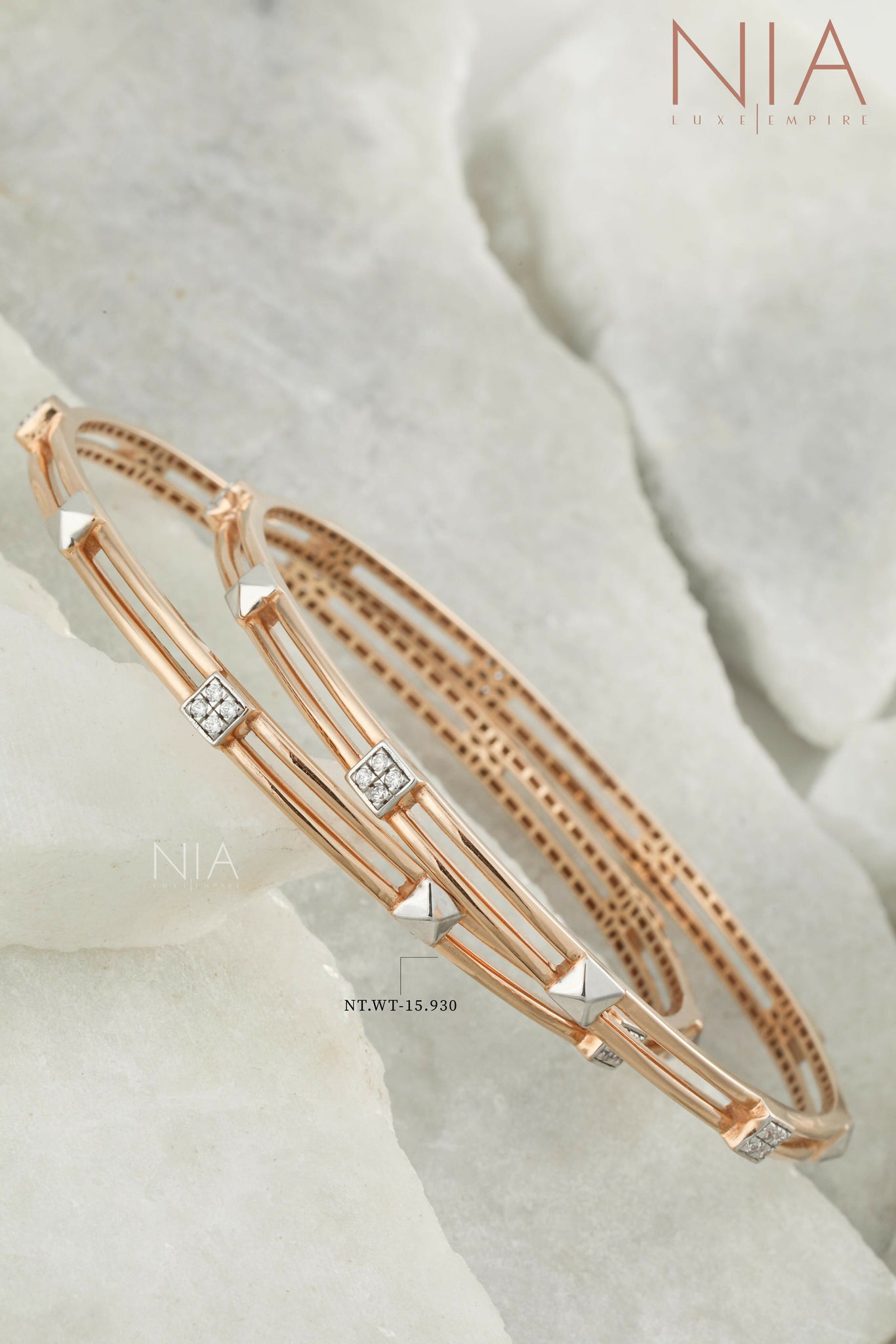 Rose Gold CZ Bangles Sarafa Bazar India