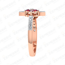 Lavish 14K Rose Gold Diamond Heart Cluster Ring Sarafa Bazar India