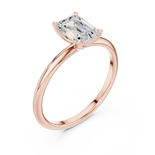 Emerald Cut Lab Grown Diamond Women's Ring 9Kt Rose Gold LR-68 Sarafa Bazar India