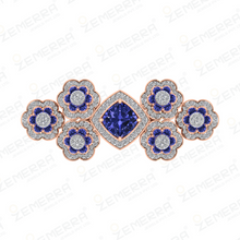 Most Loved 14K Gold Diamond Tanzanite Stone Cocktail Ring Sarafa Bazar India