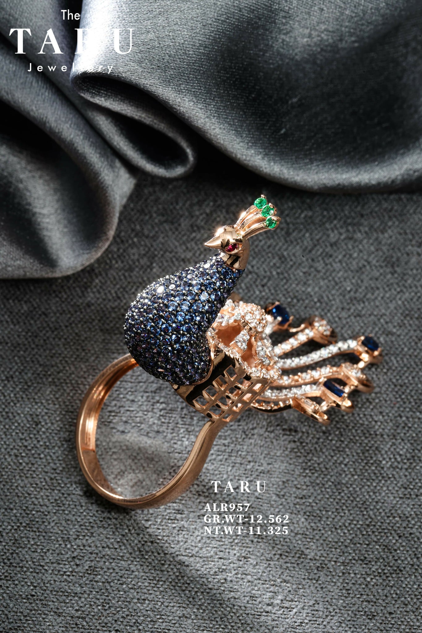 18kt Rose Gold Peacock Rings Sarafa Bazar India