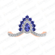 Pear Cut Halo Split Shank Diamond Ring in 14K Gold Sarafa Bazar India