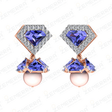 14K Gold Purple Stone Diamond Drop Earrings for Women Sarafa Bazar India