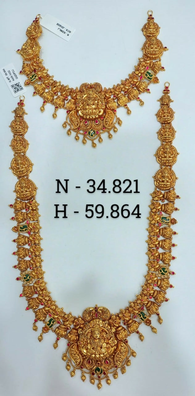 Antique Temple Necklace & Long Set Sarafa Bazar India