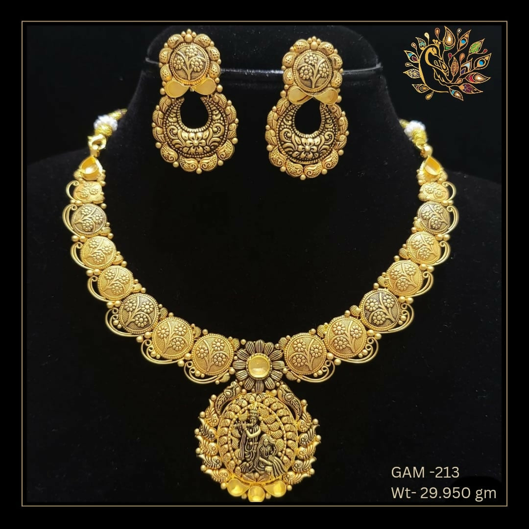 22kt Antique Ghat Necklace Khoka Sarafa Bazar India