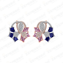 14K Rose Gold Diamond Pendant Set With Two Color Stone Sarafa Bazar India