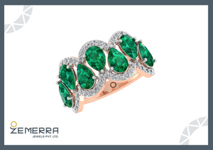 Sparking Diamond Pears Cut Band Ring in 14K Gold Sarafa Bazar India