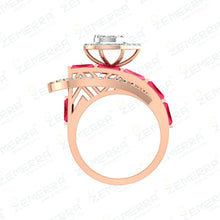 14k Gold Diamond Stylish Rings With Red Stone Sarafa Bazar India