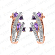 Excellent 14KT Rose Gold Diamond J Shaped Bali Sarafa Bazar India