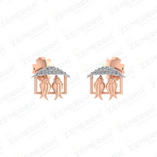 Love Birds Diamond Pendant Set in 14K Rose Gold Heart Sarafa Bazar India