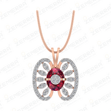Sparking 14K Rose Gold Diamond Oval Cluster Pendant Set Sarafa Bazar India