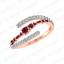 Classy Diamond Ruby Wrap Ring For Her in 14KT Rose Gold Sarafa Bazar India