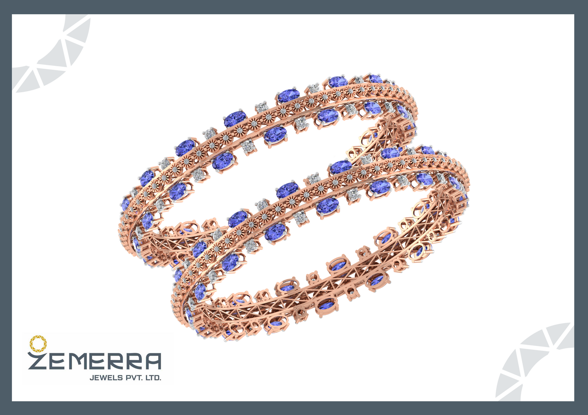 14K Rose Gold Diamond Bangles - Fine Jewelry For Her Sarafa Bazar India