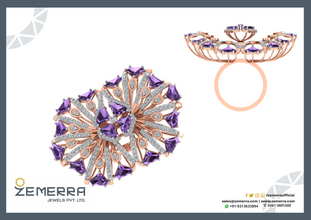 Lavish 14K Rose Gold Diamond Floral Cocktail Ring Sarafa Bazar India