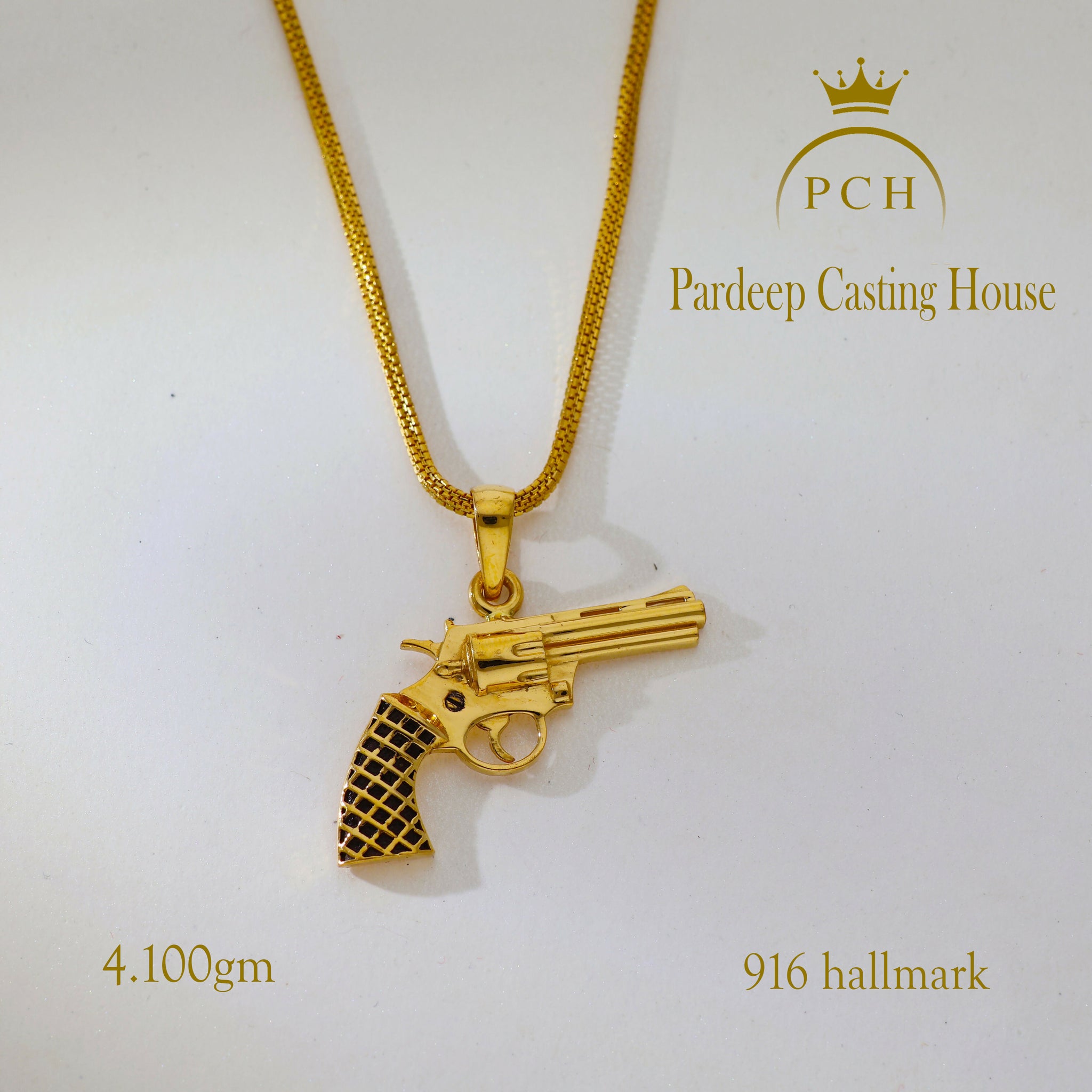 Pistol Shaped Gents Gold Pendant Sarafa Bazar India