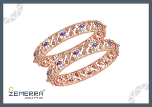 14K Rose Gold Dimaond Bangles Fine Jewelry For Women Sarafa Bazar India