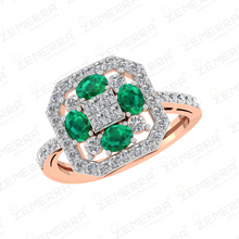 Floral Halo Diamond Ring in 14K Rose Gold Sarafa Bazar India