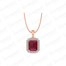 Trendy 14K Rose Gold Ruby Emerald Stone Diamond Pendant Sets Sarafa Bazar India