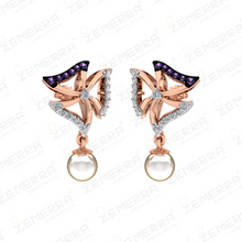 Trendy 14K Rose Gold Diamond Pendant Set with Pearl Asset Sarafa Bazar India