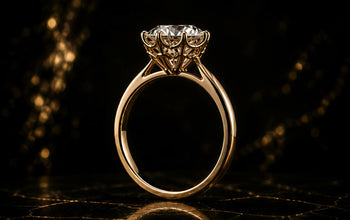 Round Cut Lab Grown Diamond Women's Ring 9Kt Yellow Gold LR-7 Sarafa Bazar India