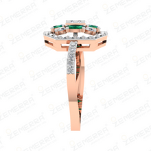 Floral Halo Diamond Ring in 14K Rose Gold Sarafa Bazar India