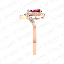 Ruby Pear Shape Halo Solitaire Diamond Ring in 14K Rose Gold Sarafa Bazar India