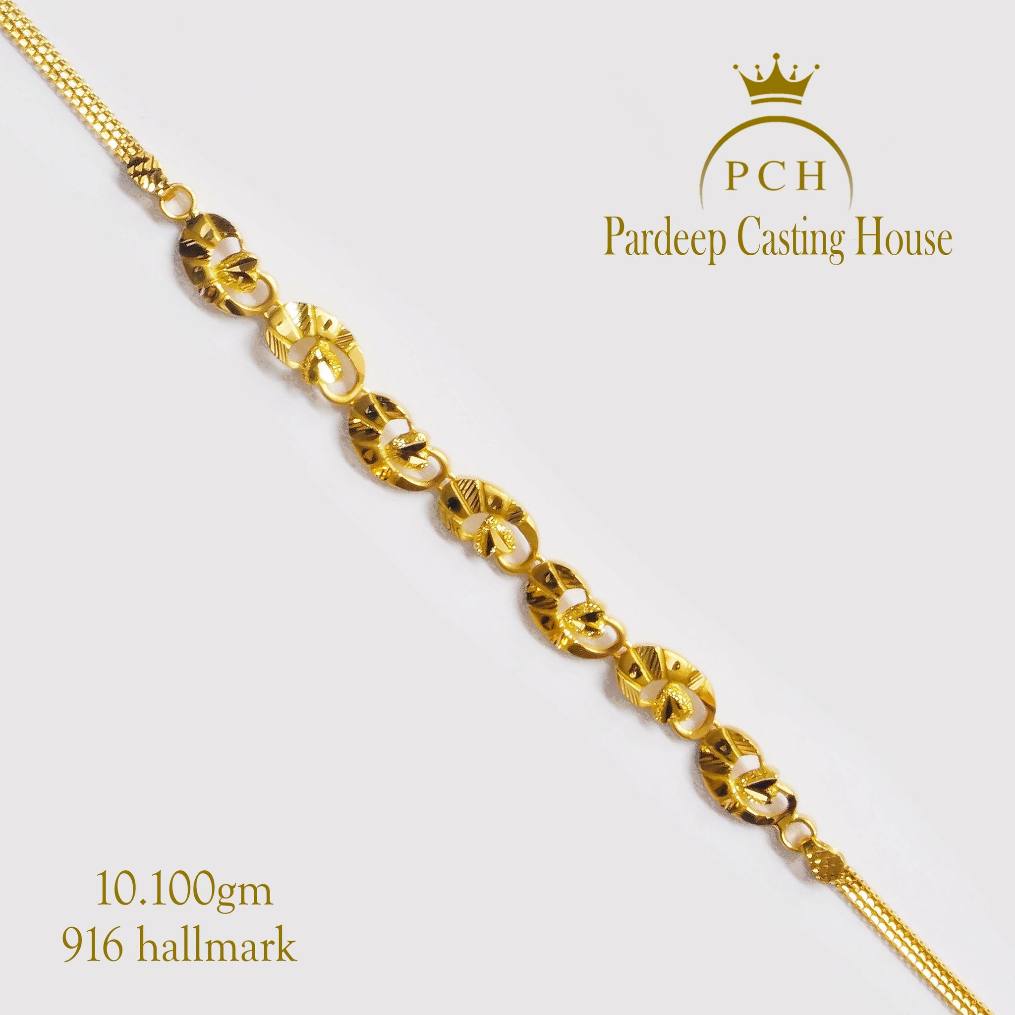 (8) Gorgeous Yellow Gold Carved Leaf Chain Bracelet