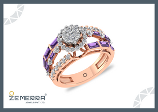 Premium 14K Rose Gold Diamond Engagement Halo Ring Sarafa Bazar India