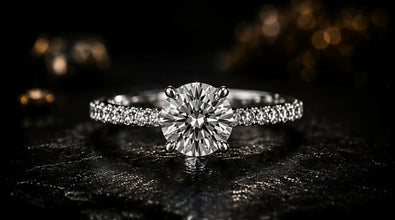 Round Cut Lab Grown Diamond Women's Ring 9Kt White Gold LR-6 Sarafa Bazar India