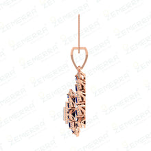 14K Rose Gold Diamond Pendant Set With Blue Stone Sarafa Bazar India