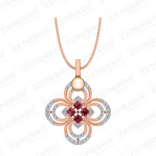 Lavish 14k Rose Gold Diamond Floral Design Pendant Set Sarafa Bazar India
